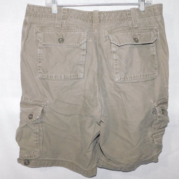 Eddie Bauer Mens 36 Khaki Green Cotton Cargo Shorts - Picture 10 of 13